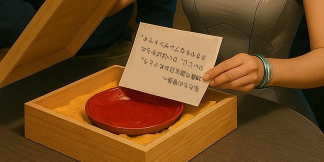 贈り物の堆朱に添えられていた手紙