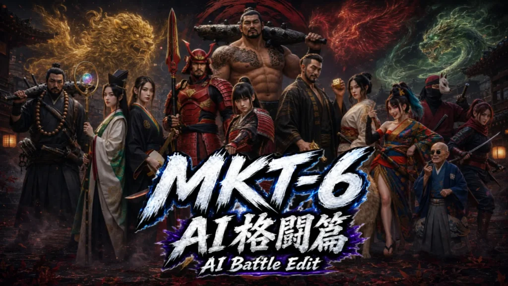 村上木彫堆朱をモチーフにした侍や忍者の対戦格闘ゲーム風