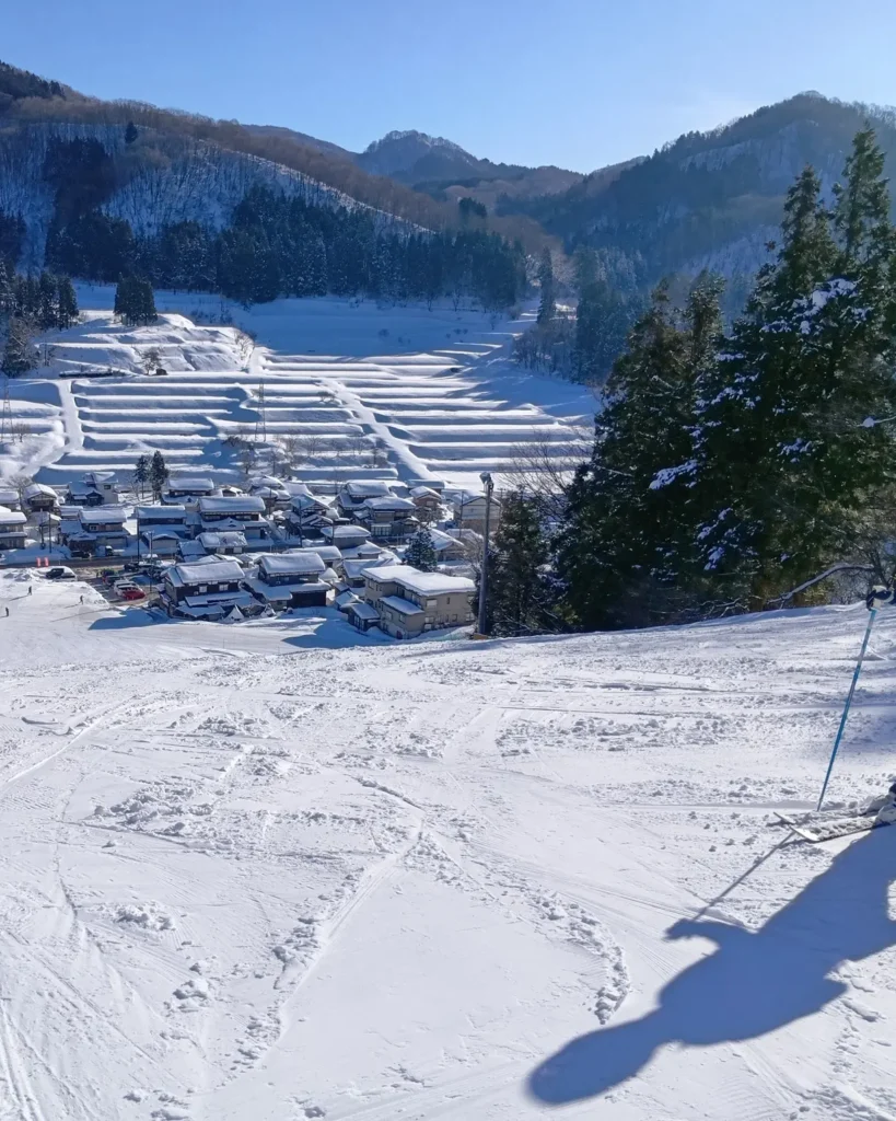 Snow-covered Budoh ski area in Murakami, Niigata